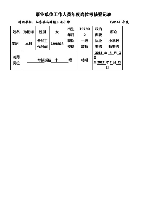 2014年度考核登记表1