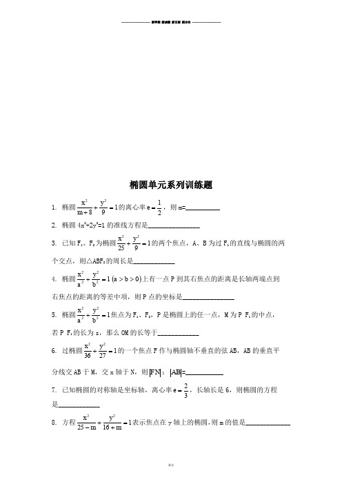 苏教版高中数学选修2-1椭圆单元系列训练题.docx