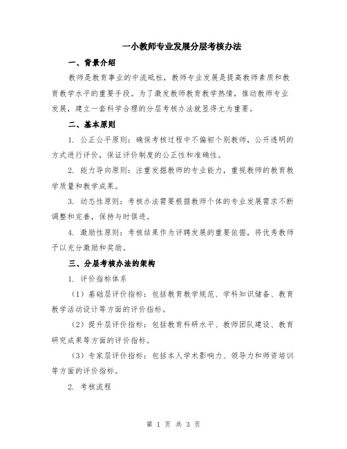 一小教师专业发展分层考核办法