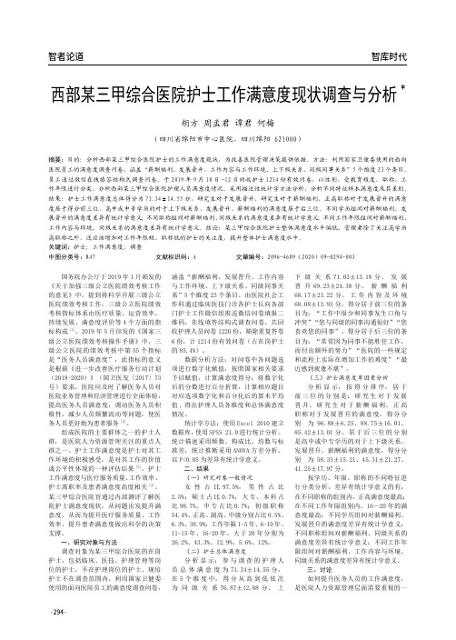 西部某三甲综合医院护士工作满意度现状调查与分析