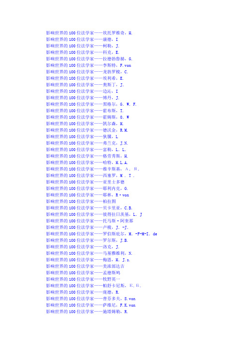 影响世界的100位法学家(附简介)