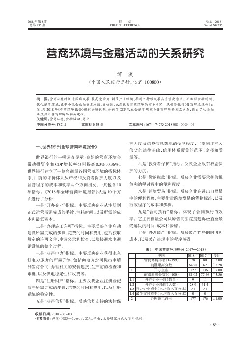 营商环境与金融活动的关系研究