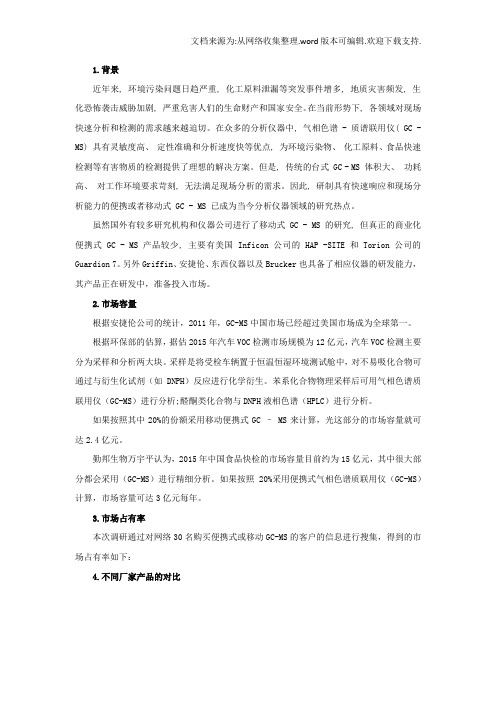 便携式气质联用GCMS市场调研报告