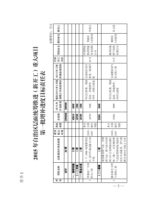 2015年自治区层面统筹推进新开工重大项目