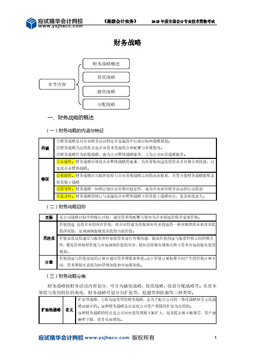 应试精华会计网校高级会计师讲义——财务战略