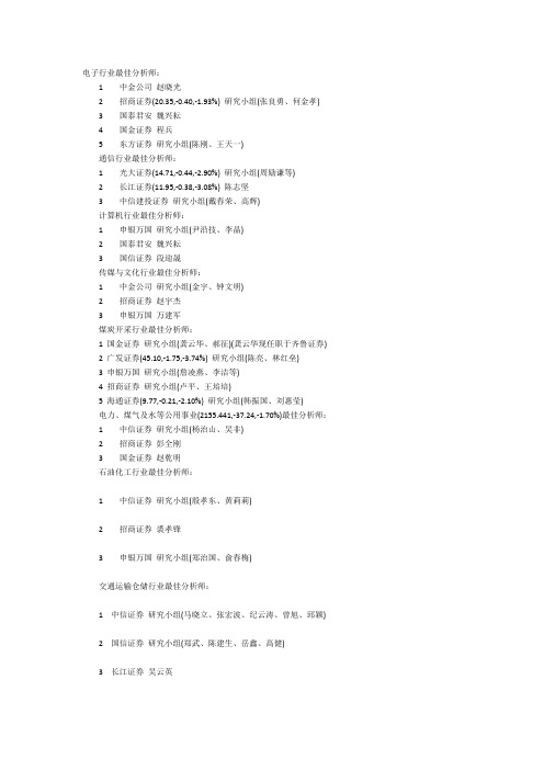 第八届_2010新财富最佳分析师名单