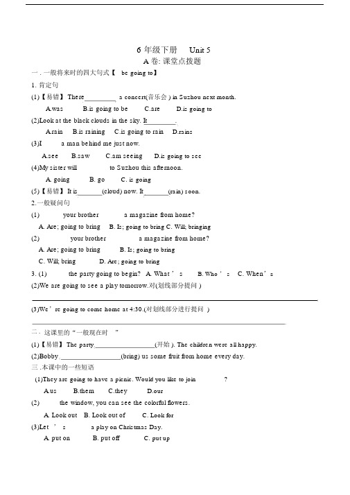 译林-六年级下册Unit5-考点精练.doc