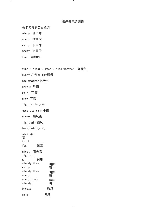 表示天气的英语单词