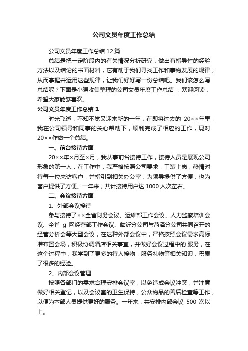 公司文员年度工作总结12篇