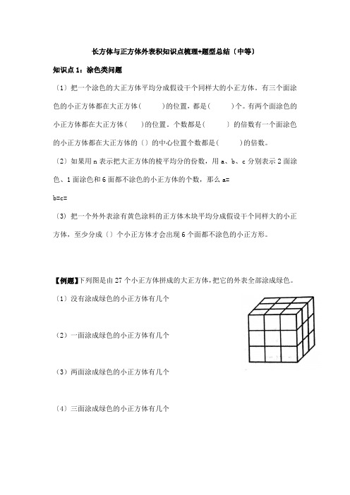 2022年六年级上册第一单元长方体与正方体表面积同步练习