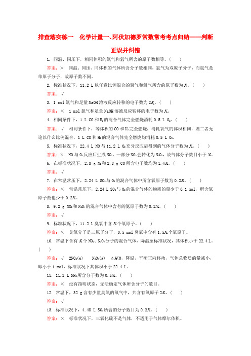 高考化学一轮总复习 排查落实练1(含解析)