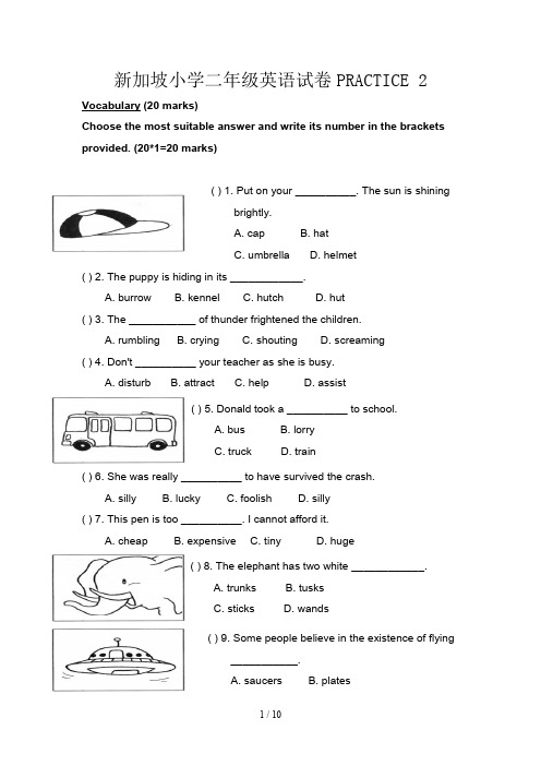 新加坡小学二年级英语试卷PRACTICE 2