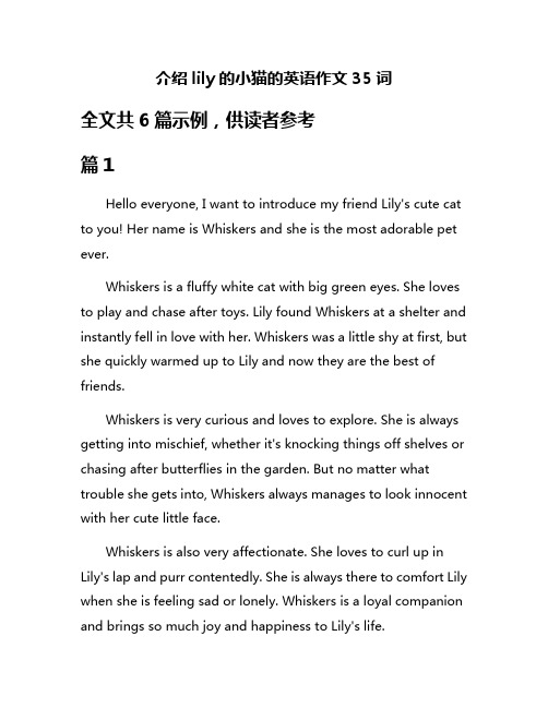 介绍lily的小猫的英语作文35词