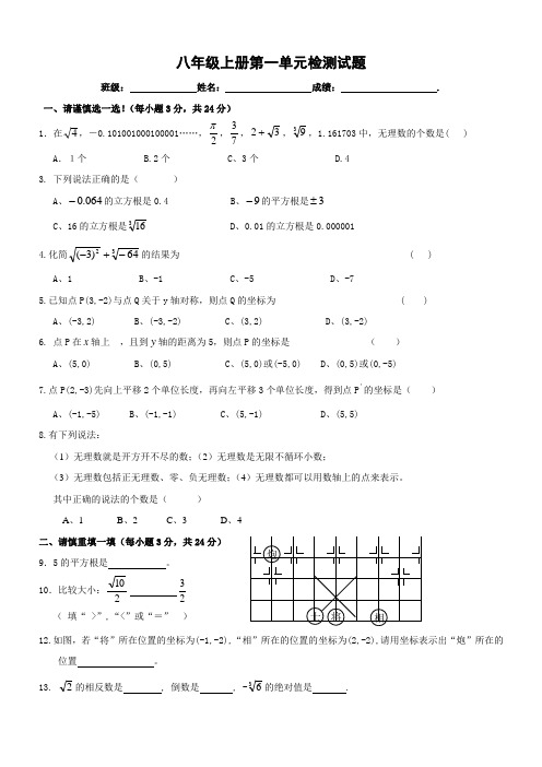 湘教版八年级数学第一章《实数》单元测试