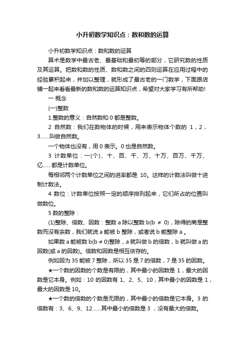 小升初数学知识点：数和数的运算