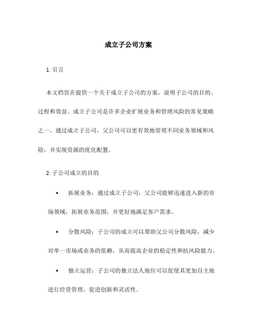 成立子公司方案