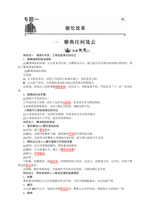 高中历史选修一(人民版)：专题一 梭伦改革 课件+练习(