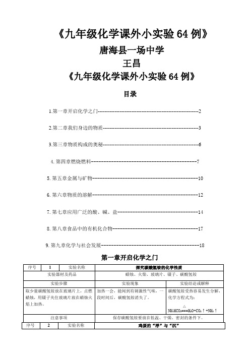 九年级化学课外小实验6例