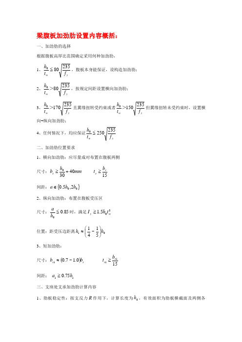 梁的加劲肋设置内容概括