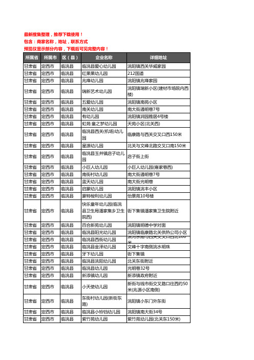 新版甘肃省定西市临洮县幼儿园企业公司商家户名录单联系方式地址大全29家