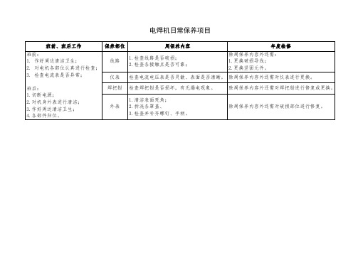 电焊机日常保养项目