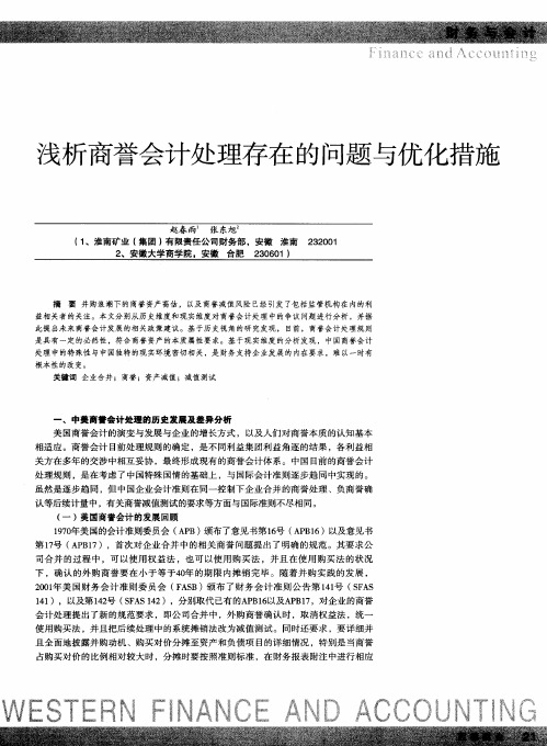 浅析商誉会计处理存在的问题与优化措施