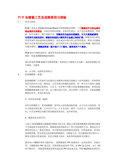 PCB电镀镍工艺及故障原因与排除