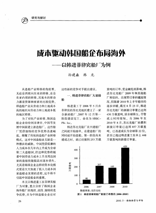 成本驱动韩国船企布局海外——以韩进菲律宾船厂为例