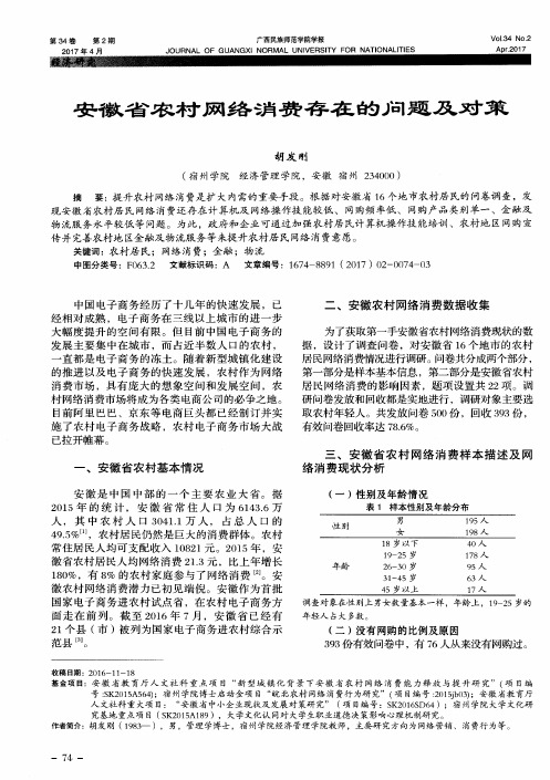 安徽省农村网络消费存在的问题及对策