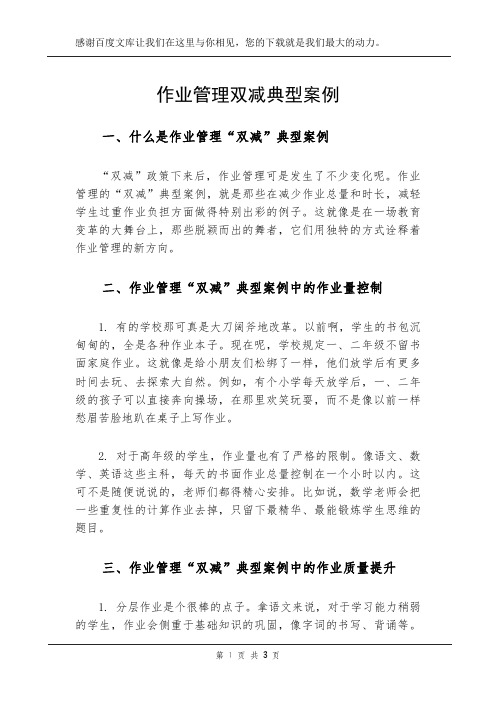 作业管理双减典型案例