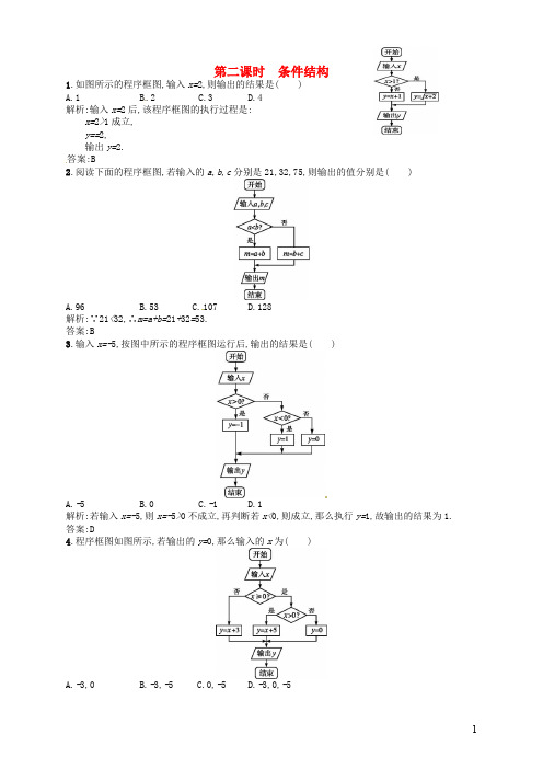 高中数学  必修三   1.1.2 第2课时 条件结构习题 新人教A版必修3