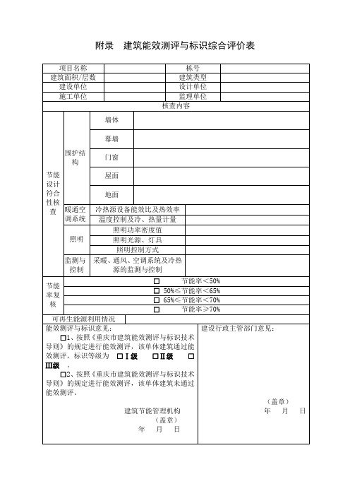 建筑能效测评与标识综合评价表(建)