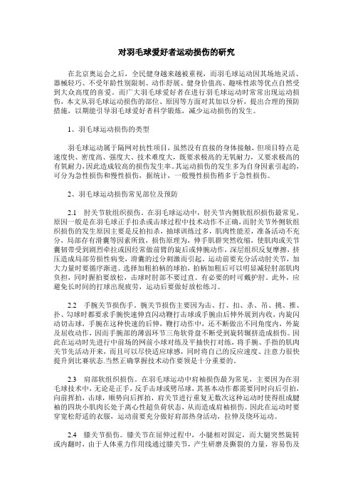 对羽毛球爱好者运动损伤的研究