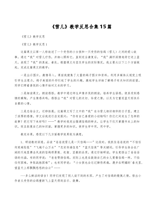 《雪儿》教学反思合集15篇