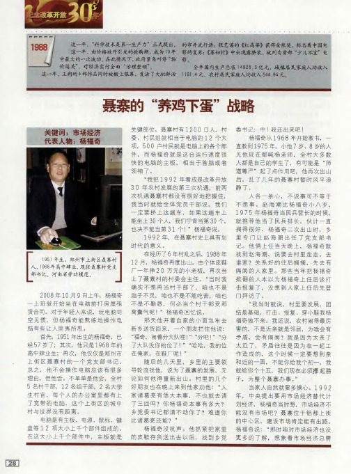 30年非常记忆——聂寨的“养鸡下蛋”战略