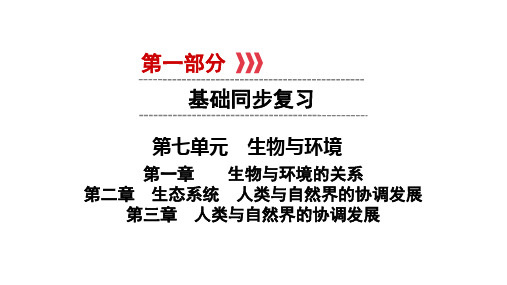 2021年中考广西专用生物基础复习冀少版第七单元第一、二、三章  生物与环境的关系 生态系统