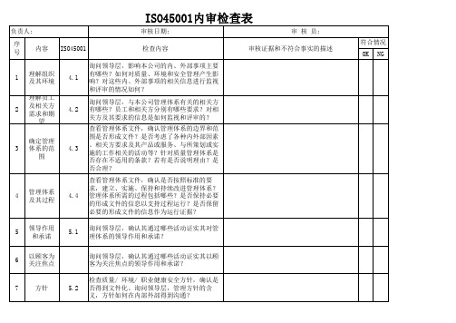 ISO45001内审检查表