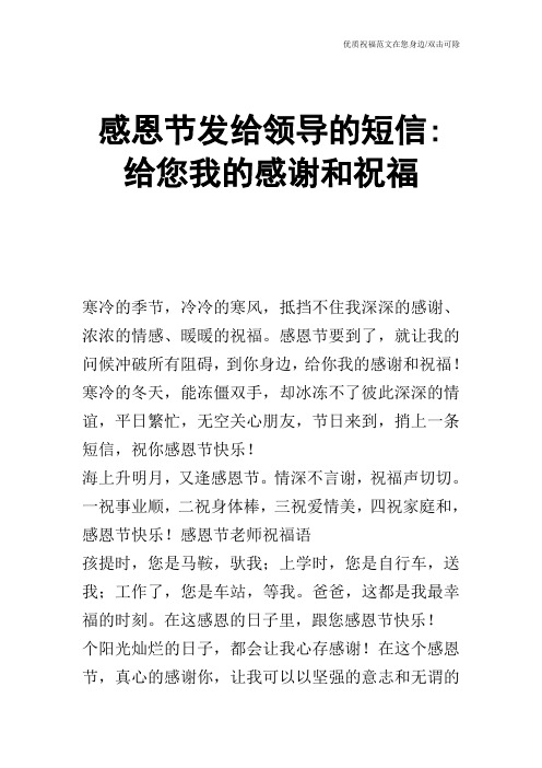 感恩节发给领导的短信给您我的感谢和祝福