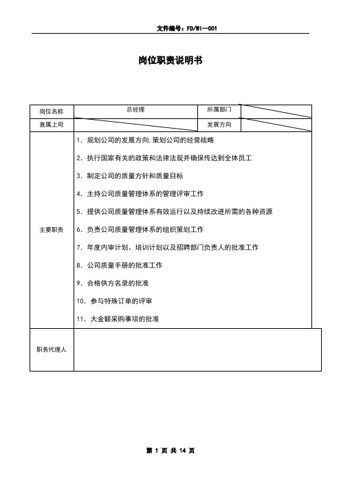 建筑装饰公司岗位职责和任职条件说明书