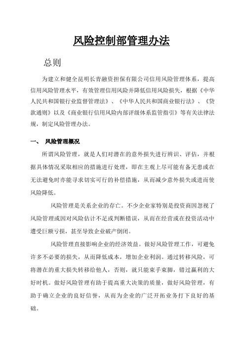 融资性担保公司风险管理办法