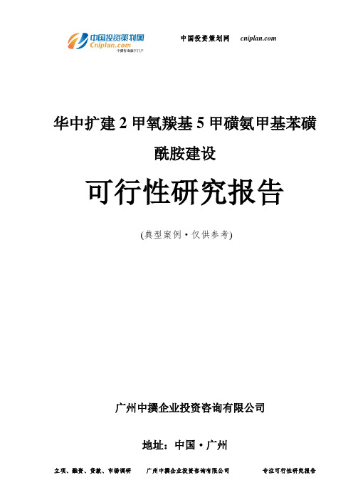 华中扩建2甲氧羰基5甲磺氨甲基苯磺酰胺建设可行性研究报告-广州中撰咨询
