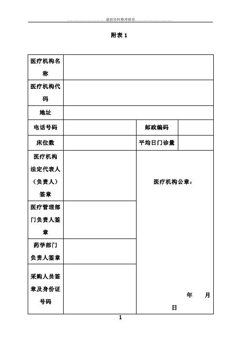 麻醉药品、第一类精神药品购用印鉴卡申请表