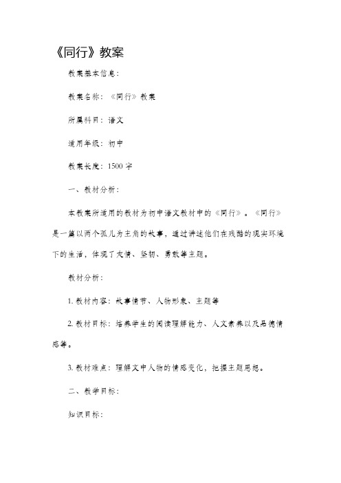 《同行》市公开课获奖教案省名师优质课赛课一等奖教案