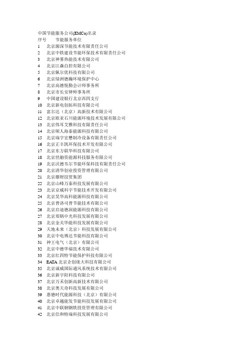 全国能源管理公司名录