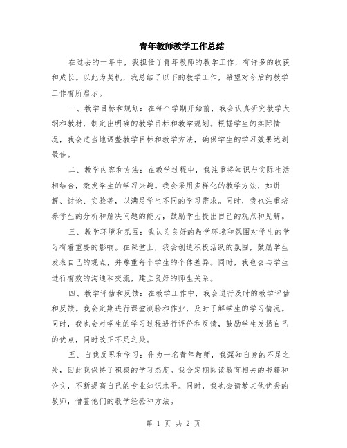 青年教师教学工作总结