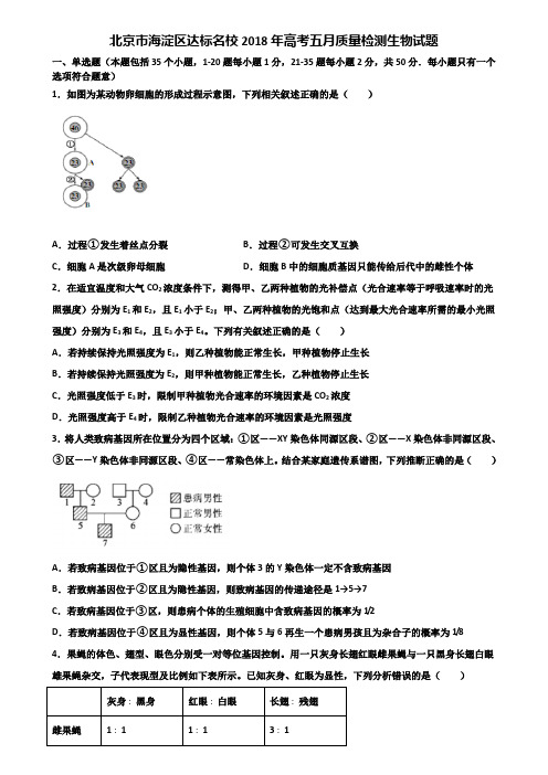 北京市海淀区达标名校2018年高考五月质量检测生物试题含解析