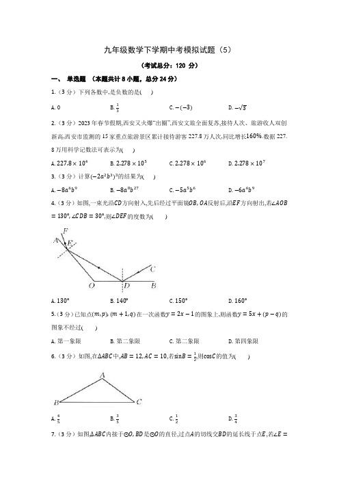 九年级数学下学期中考模拟试题(5)