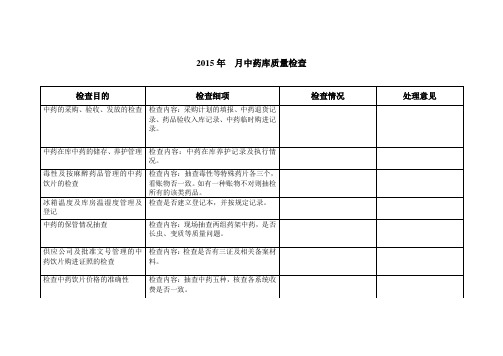 中药库质量检查细项(图表式)