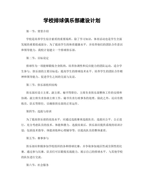 学校排球俱乐部建设计划