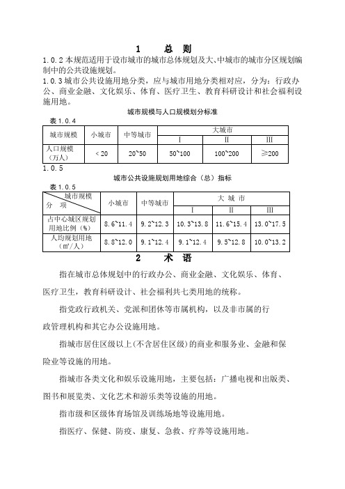 最新《城市公共设施规划规范》(gb5044-008